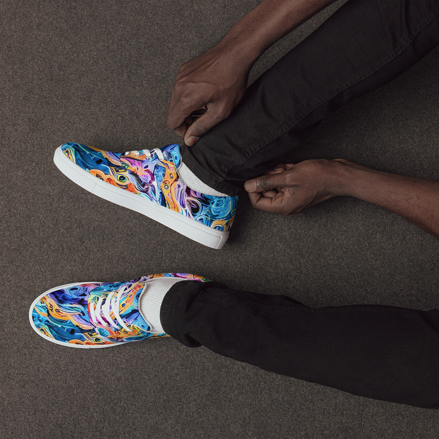 Men's Lace-Up Canvas Shoes - Rococo Vortex