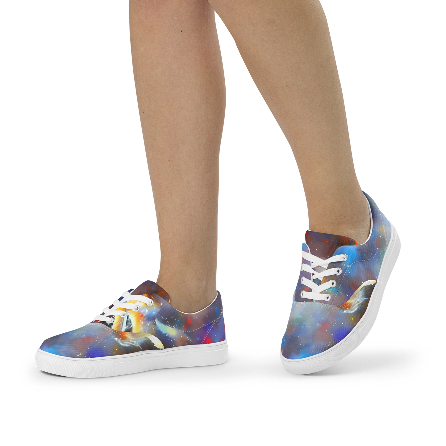 Women's Lace-Up Canvas Shoes - Impressionist Drift