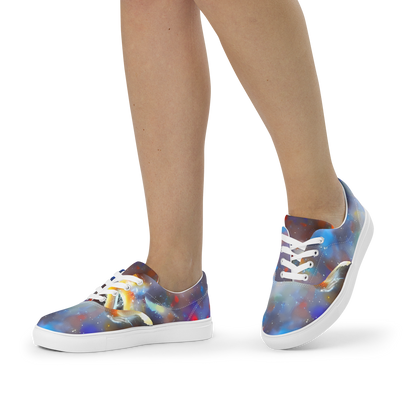 Women's Lace-Up Canvas Shoes - Impressionist Drift