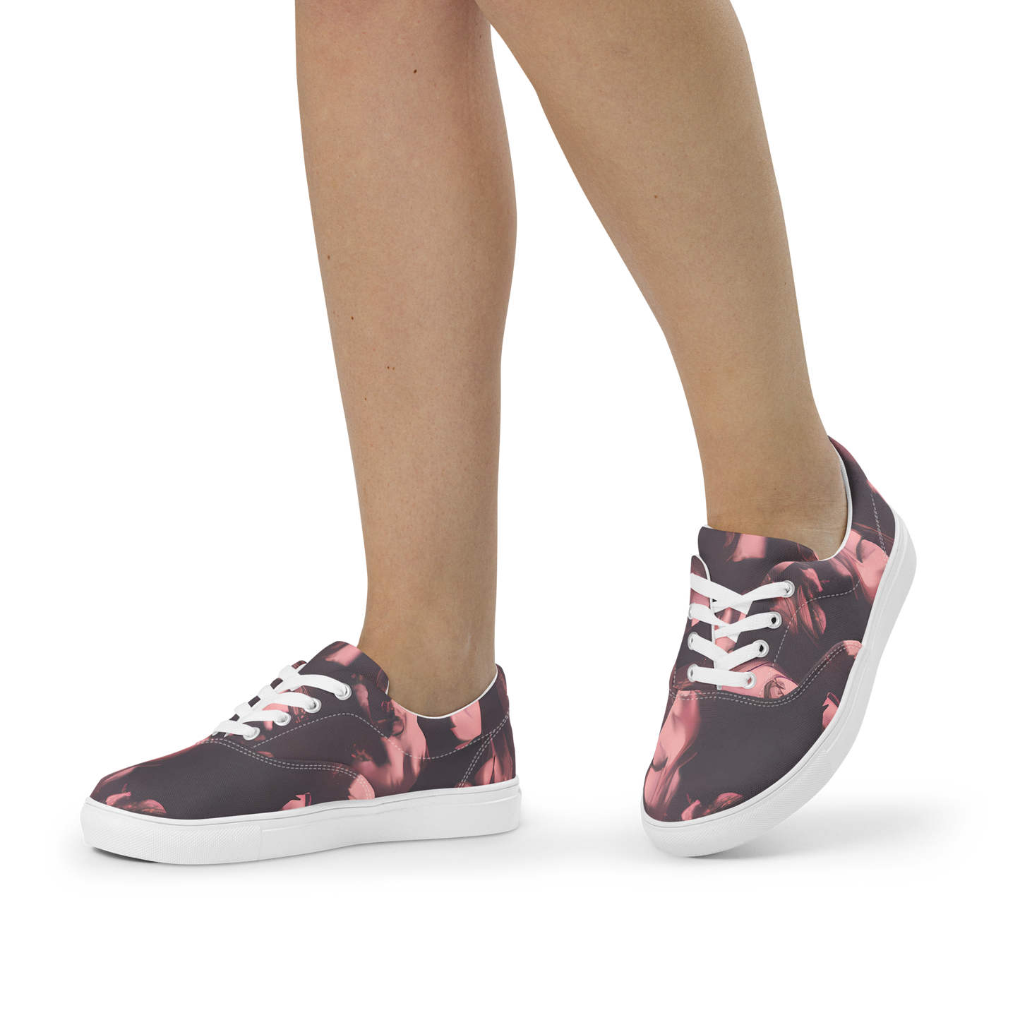 Women's Lace-Up Canvas Shoes - Portrait Whispers