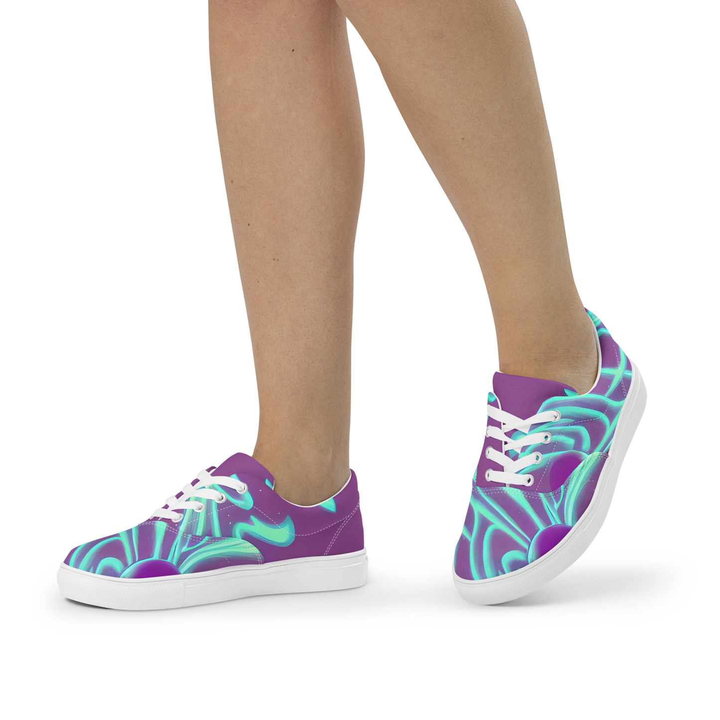 Women's Lace-Up Canvas Shoes - Neon Drift