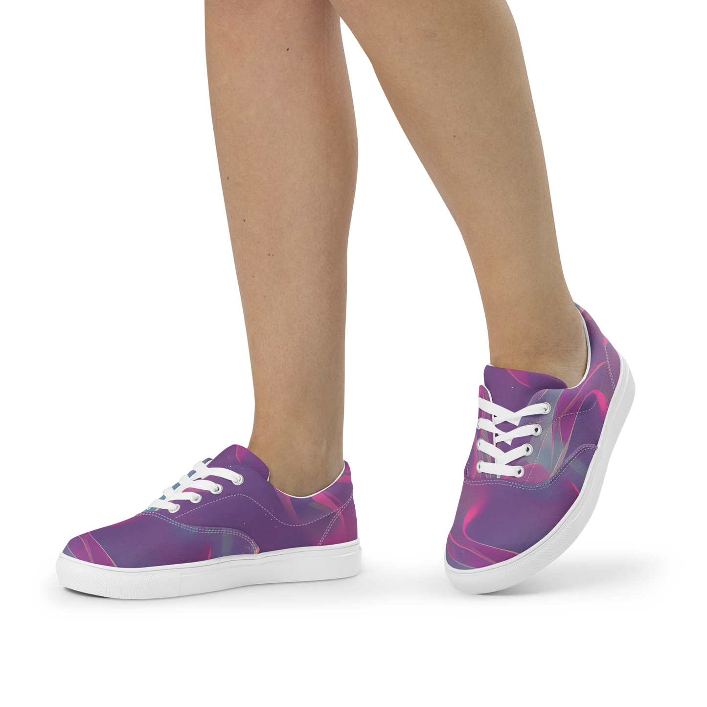 Women's Lace-Up Canvas Shoes - Dreamscape Swirl