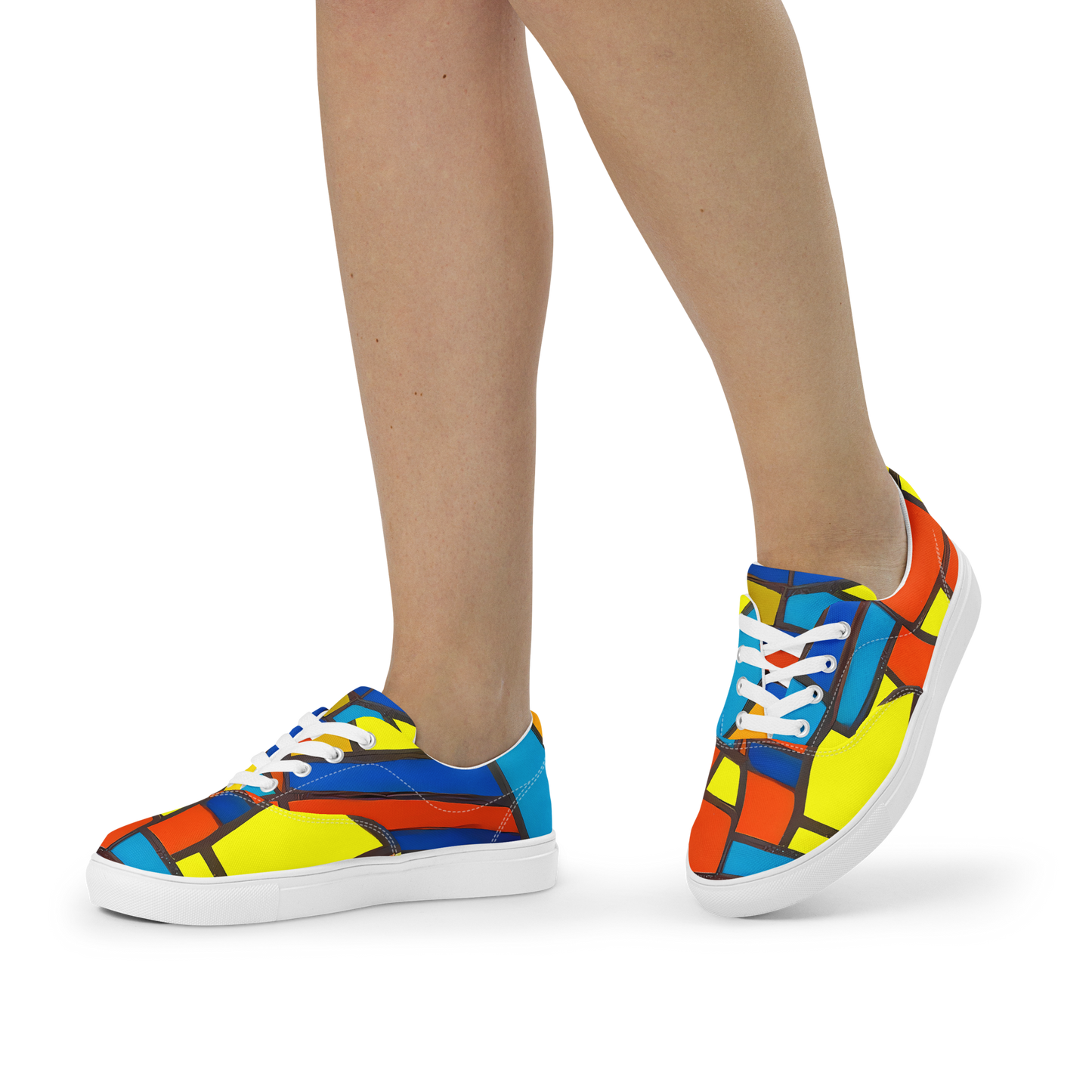 Women's Lace-Up Canvas Shoes - Mondrian Mesh