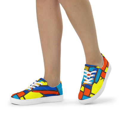 Women's Lace-Up Canvas Shoes - Mondrian Mesh