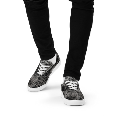 Men's Lace-Up Canvas Shoes - Monochrome Mesh
