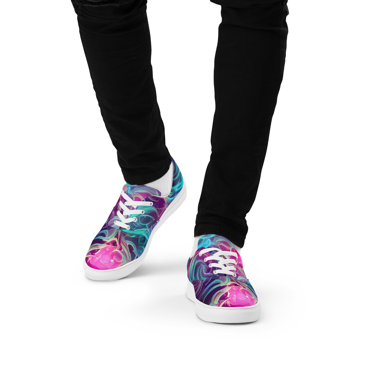 Men's Lace-Up Canvas Shoes - Galactic Bloom