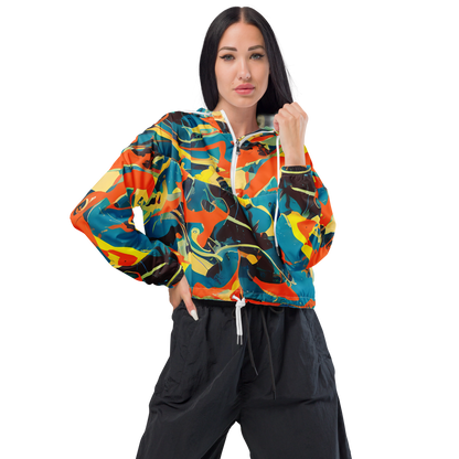 Women's Cropped Windbreaker - Abstract Tango