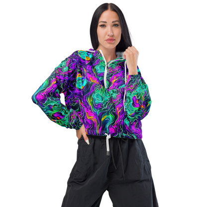 Women's Cropped Windbreaker - Vortex Dream