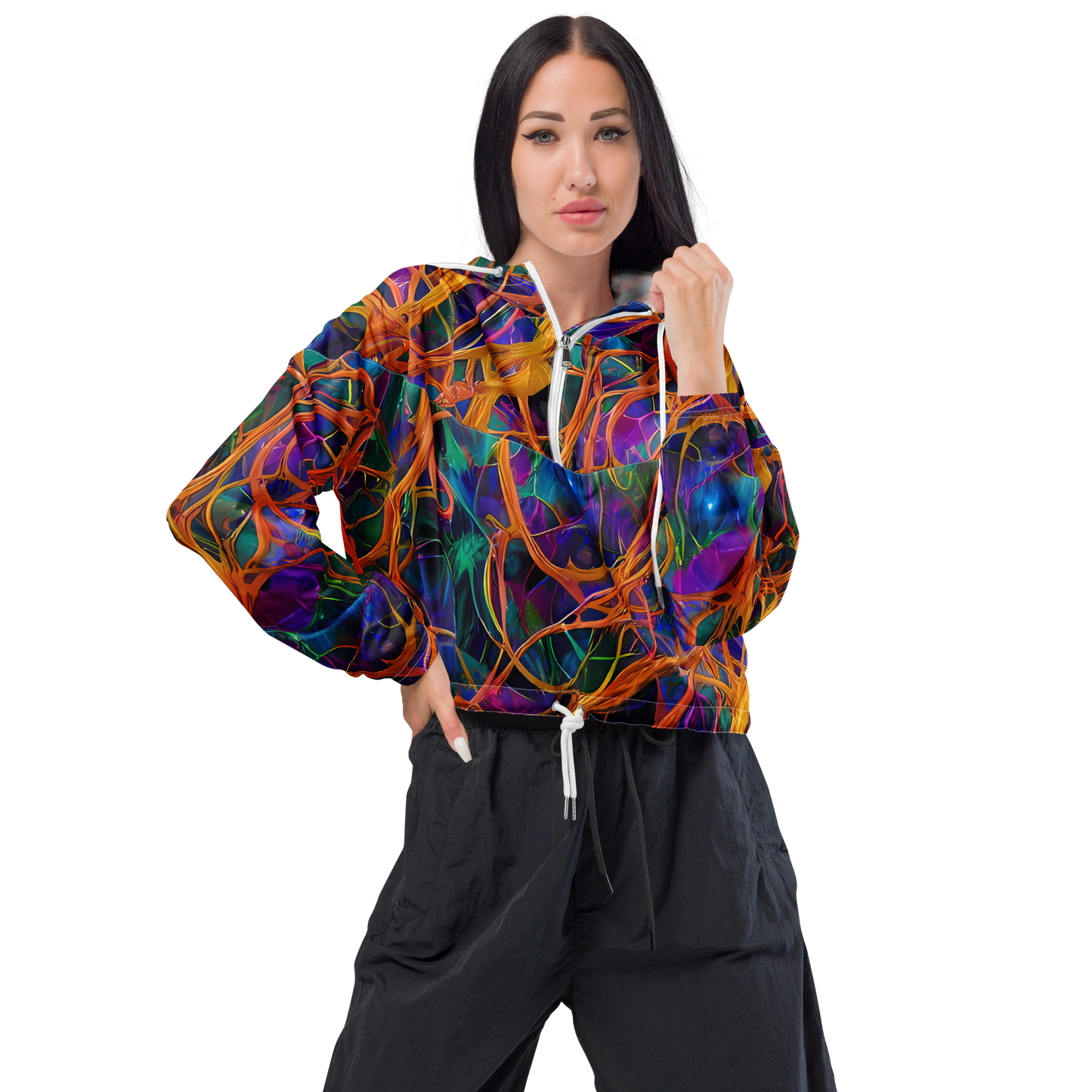 Women's Cropped Windbreaker - Spectral Weave