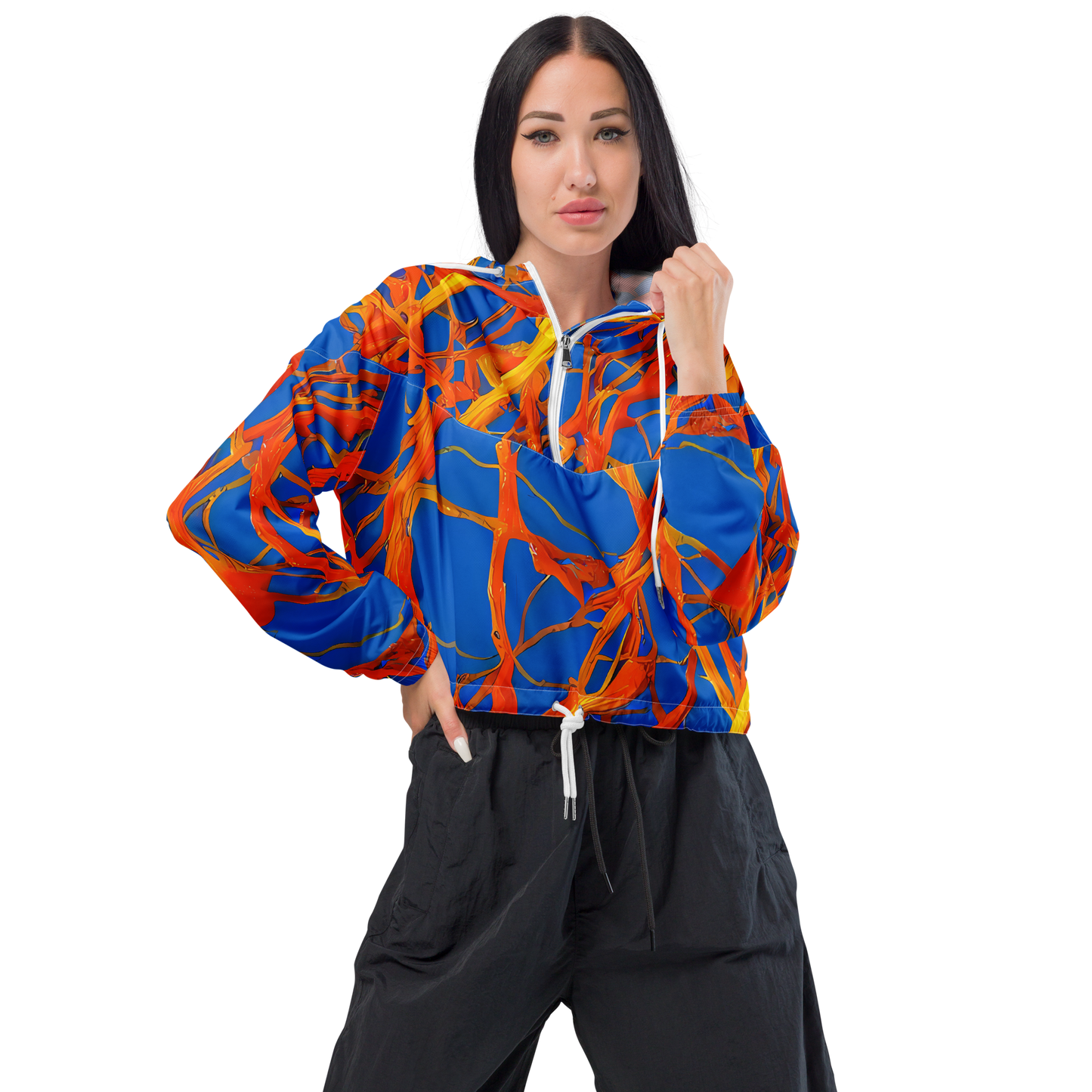 Women's Cropped Windbreaker - Vivid Plexus