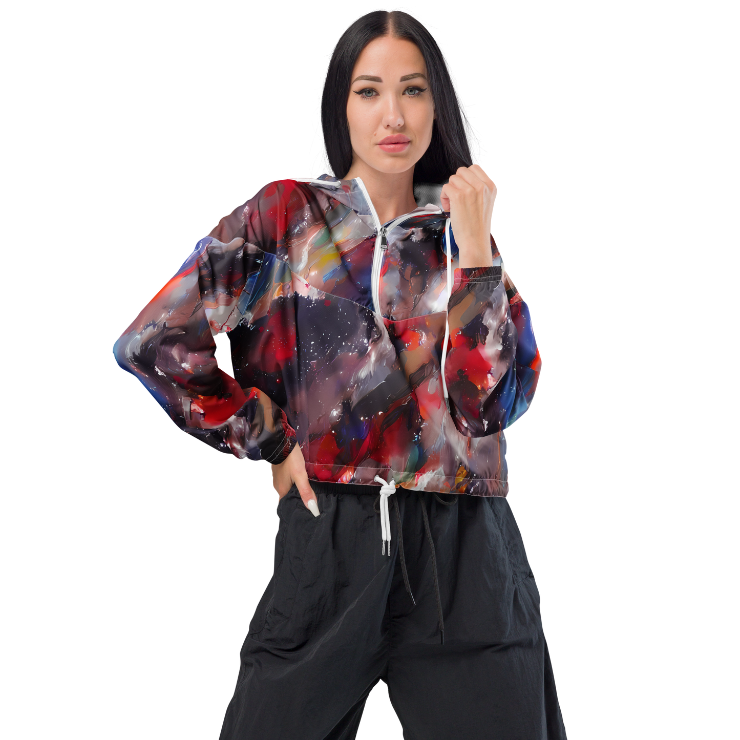 Women's Cropped Windbreaker - Passionate Brush