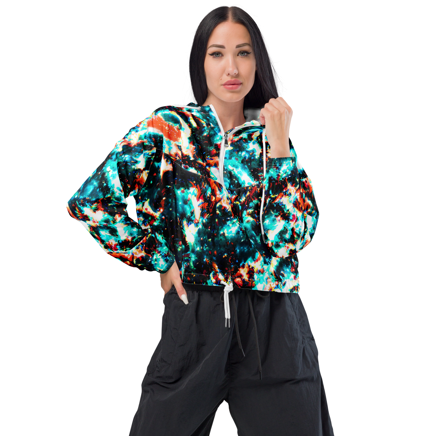 Women's Cropped Windbreaker - Whirlpool Dream