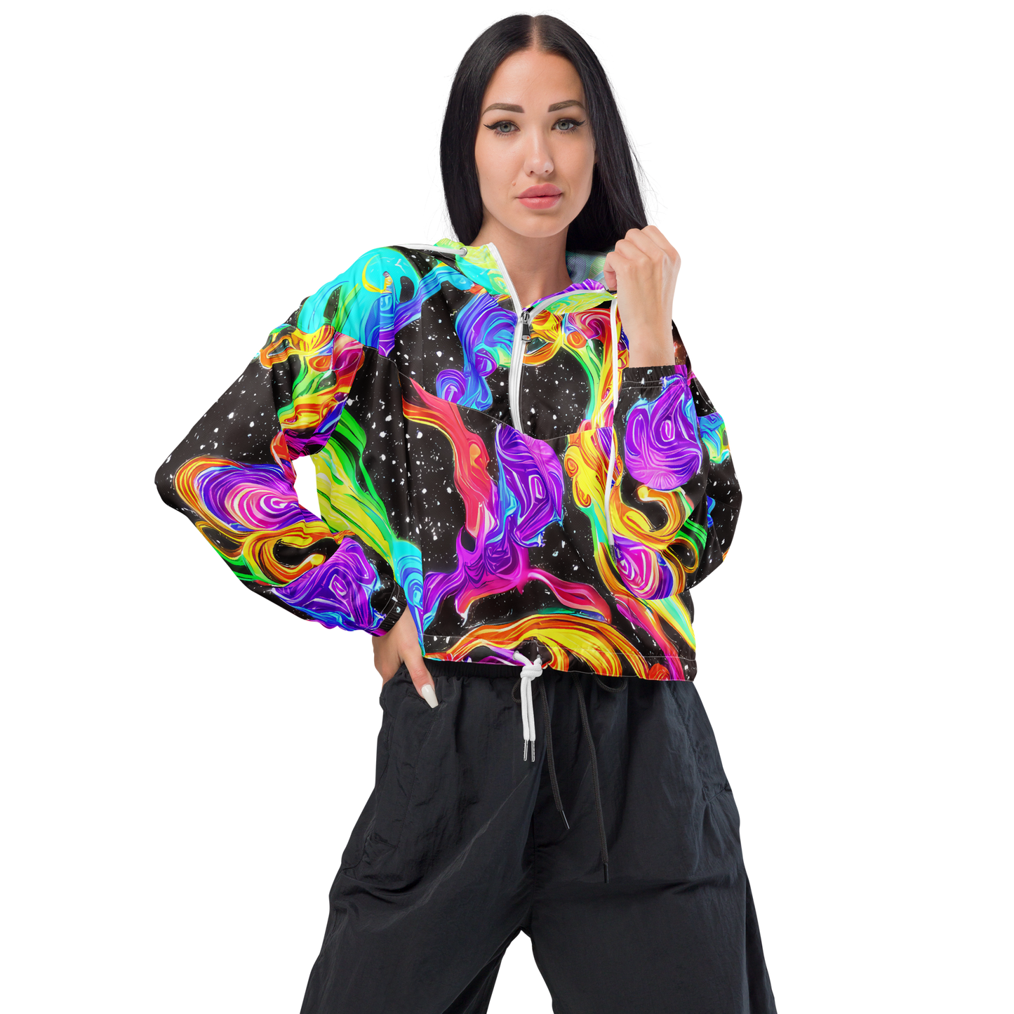 Women's Cropped Windbreaker - Yuan Whirls