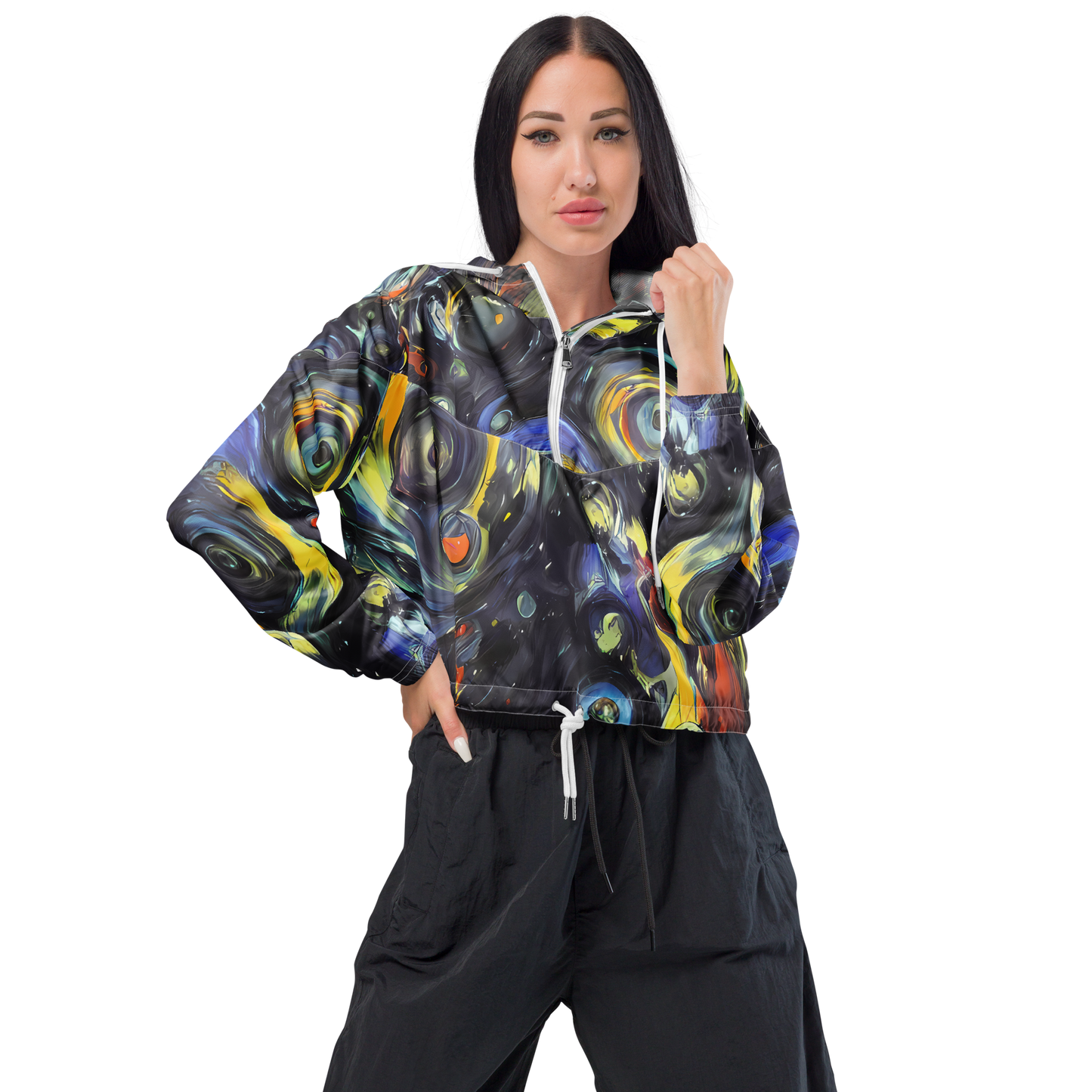 Women's Cropped Windbreaker - Corinthian Swirl