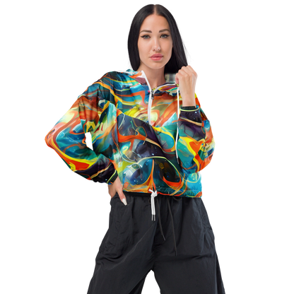 Women's Cropped Windbreaker - Cecily’S Swirl