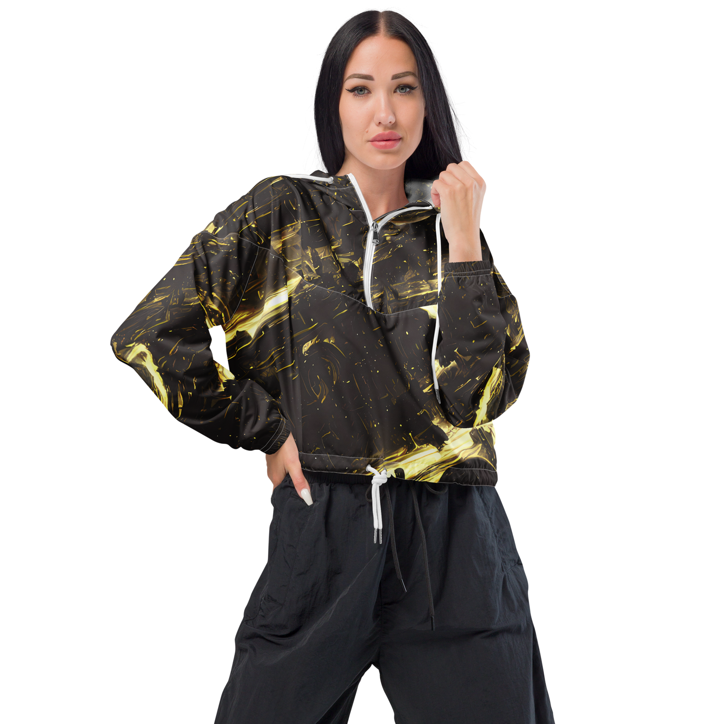 Women's Cropped Windbreaker - Oceanic Echo