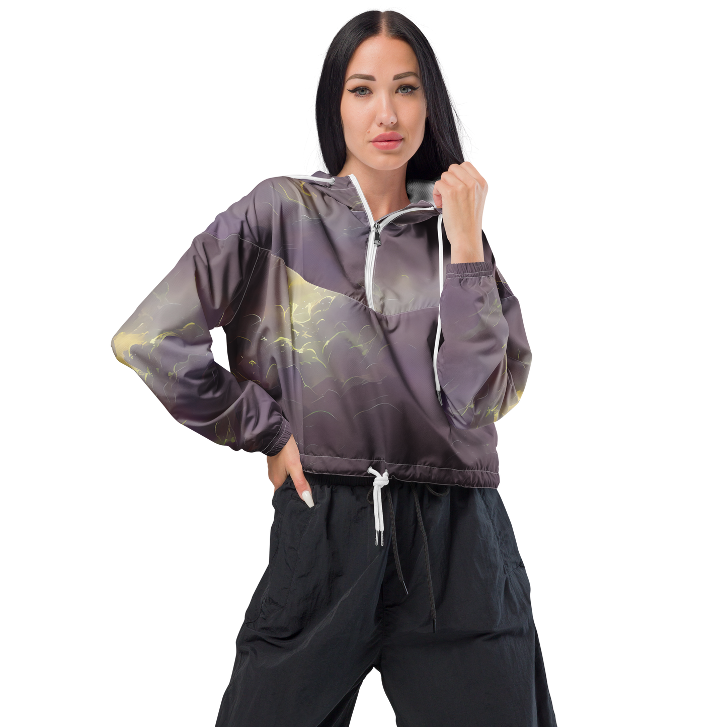 Women's Cropped Windbreaker - Stormy Muse