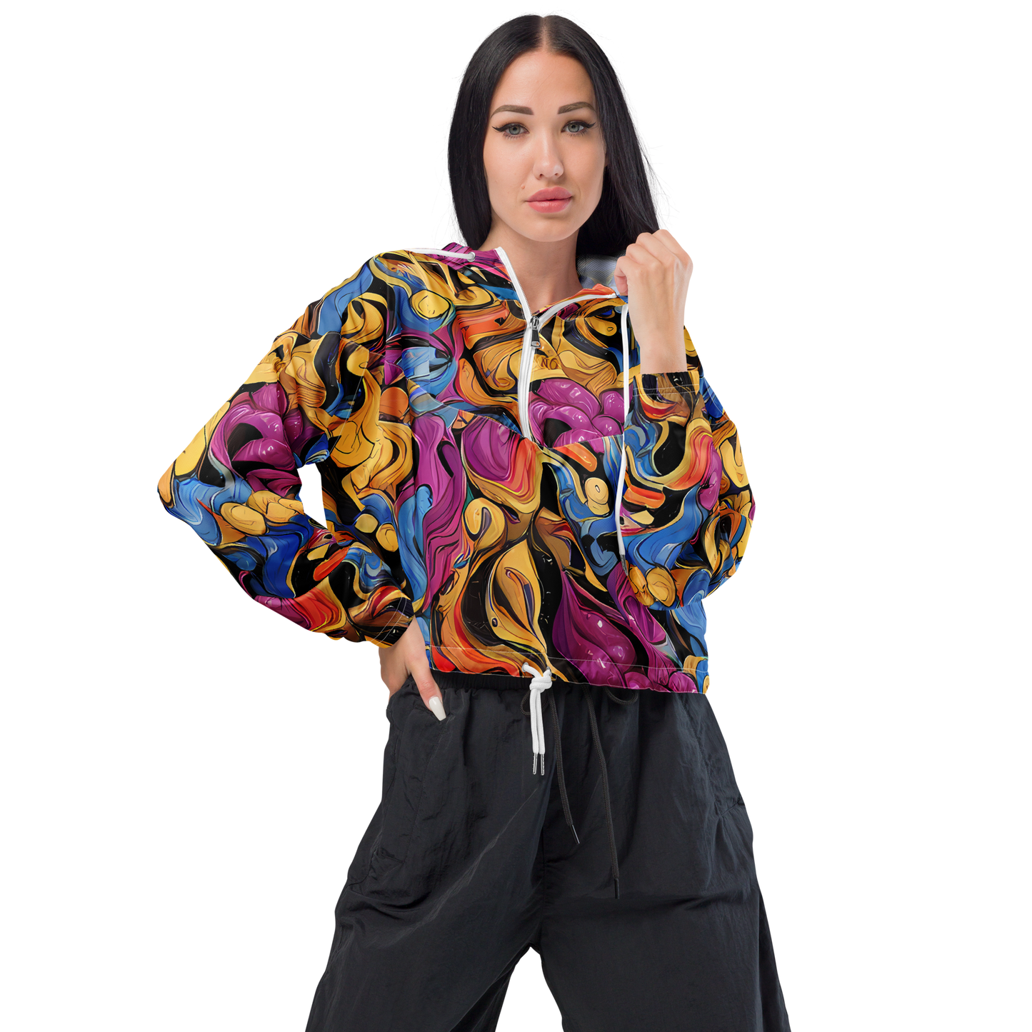 Women's Cropped Windbreaker - Bosschaert Whorls