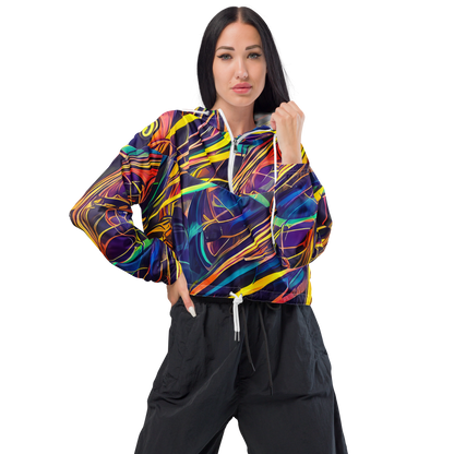 Women's Cropped Windbreaker - Vector Rhapsody