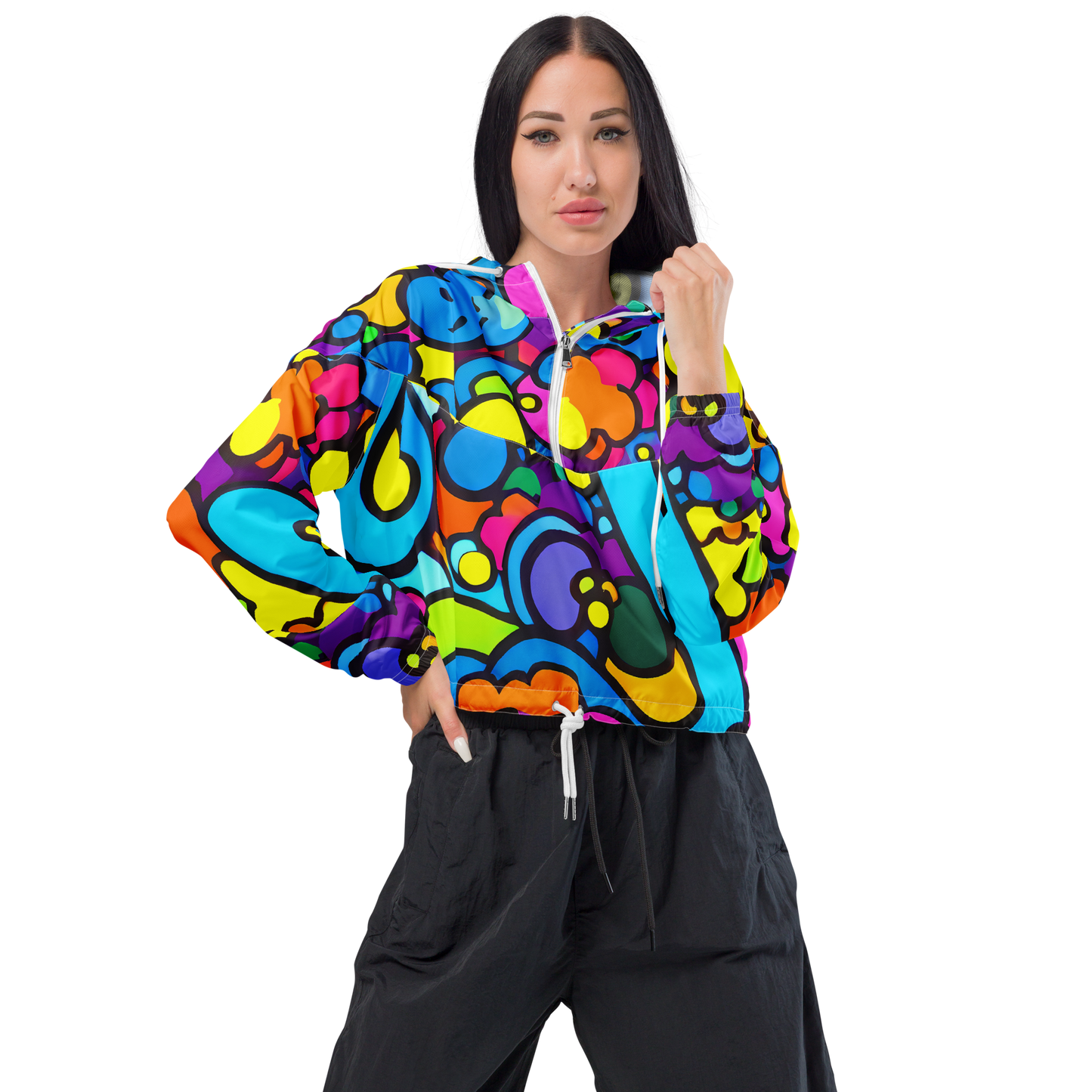 Women's Cropped Windbreaker - Pop Playland