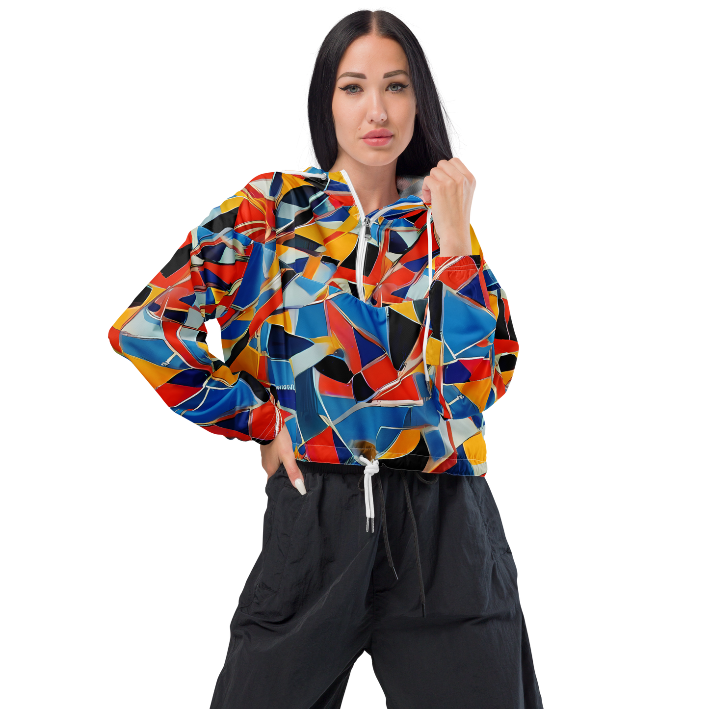 Women's Cropped Windbreaker - Abstract Mingle