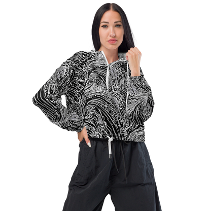 Women's Cropped Windbreaker - Stellar Tsunami