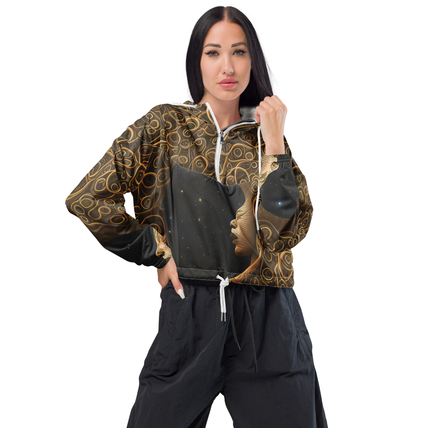 Women's Cropped Windbreaker - Ethereal Coils