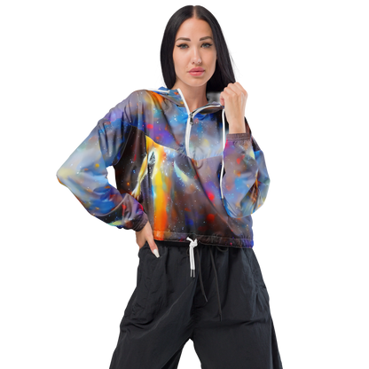 Women's Cropped Windbreaker - Impressionist Drift