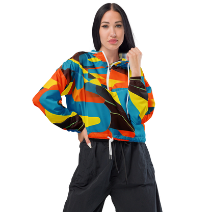 Women's Cropped Windbreaker - Fragmented Rhapsody