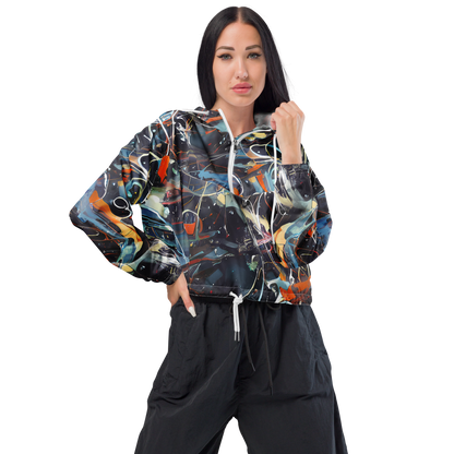 Women's Cropped Windbreaker - Neo-Splash Labyrinth