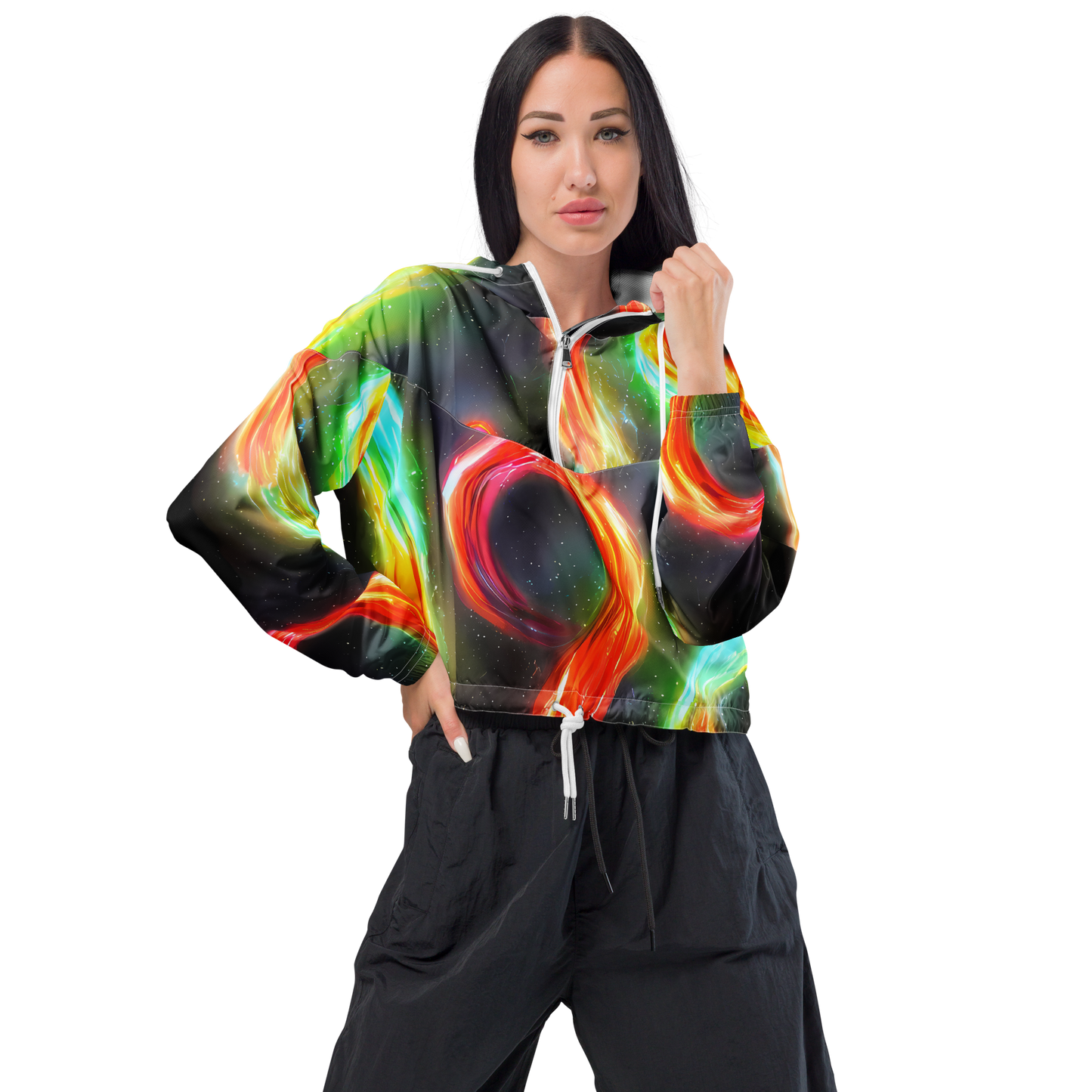 Women's Cropped Windbreaker - Sherwood Swirl