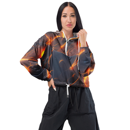 Women's Cropped Windbreaker - Inferno Spirals