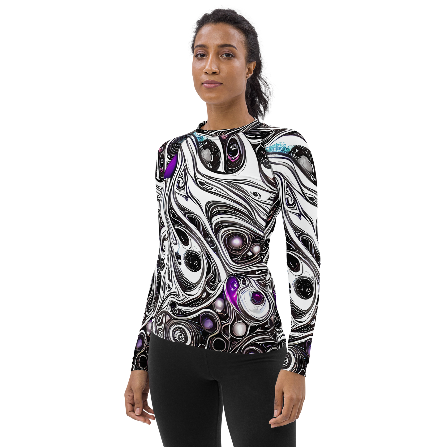 Women's Rash Guard - Neo-Noir Waves