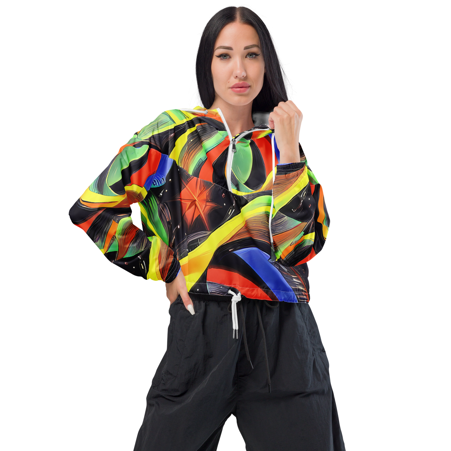 Women's Cropped Windbreaker - Tenggren Whirl