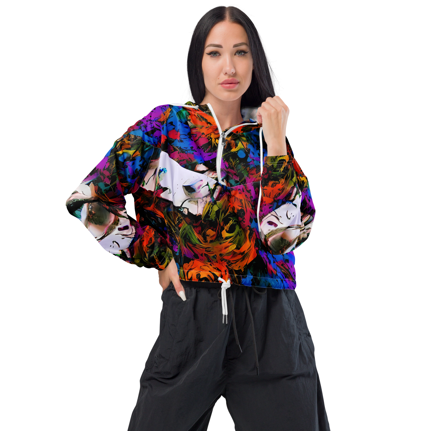 Women's Cropped Windbreaker - Sultry Smoke