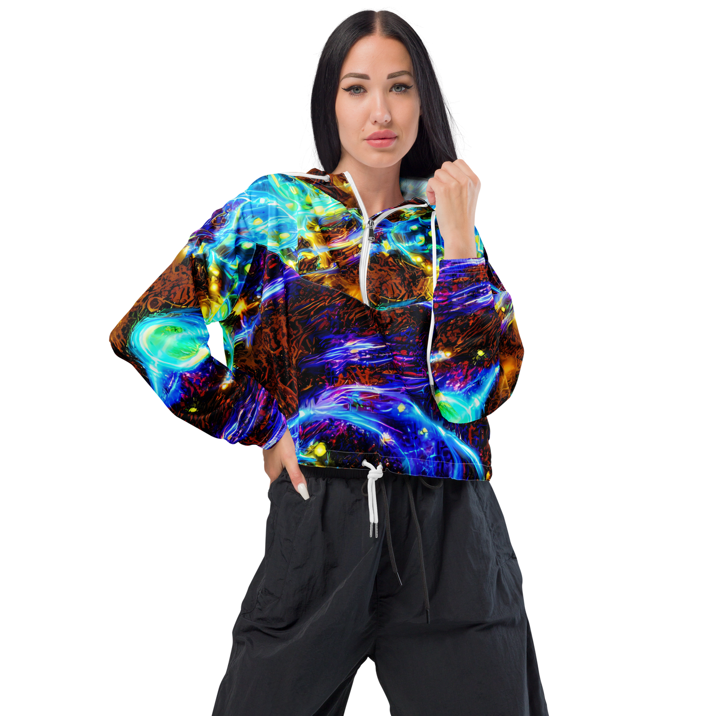 Women's Cropped Windbreaker - Neon Füssli