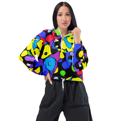 Women's Cropped Windbreaker - Miró's Mosaic