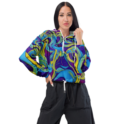 Women's Cropped Windbreaker - Stellar Swirls