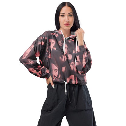 Women's Cropped Windbreaker - Portrait Whispers