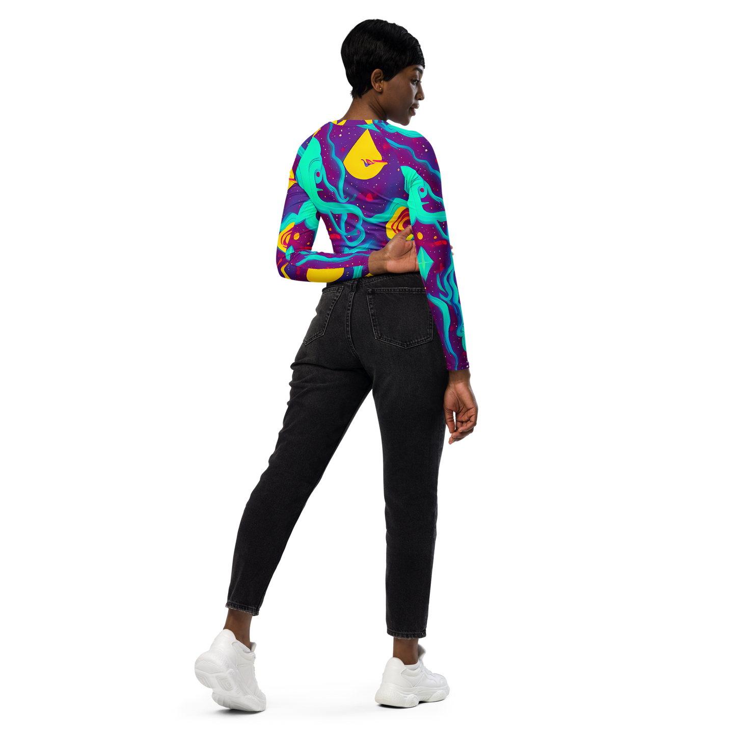 Long Sleeve Crop Top - Cosmic Current