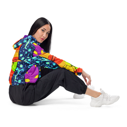 Women's Cropped Windbreaker - Cosmic Siblings