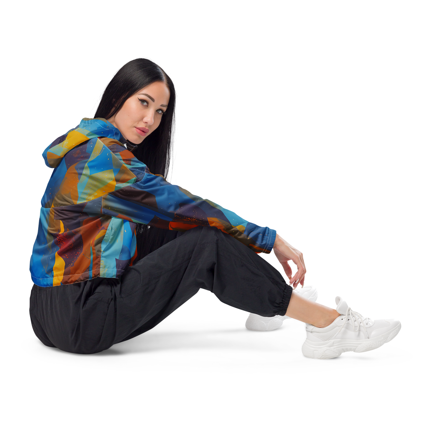 Women's Cropped Windbreaker - Cubist Dusk