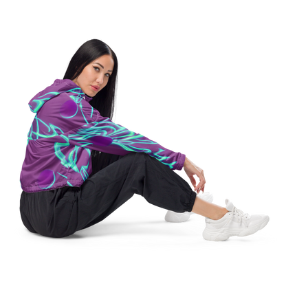 Women's Cropped Windbreaker - Neon Drift