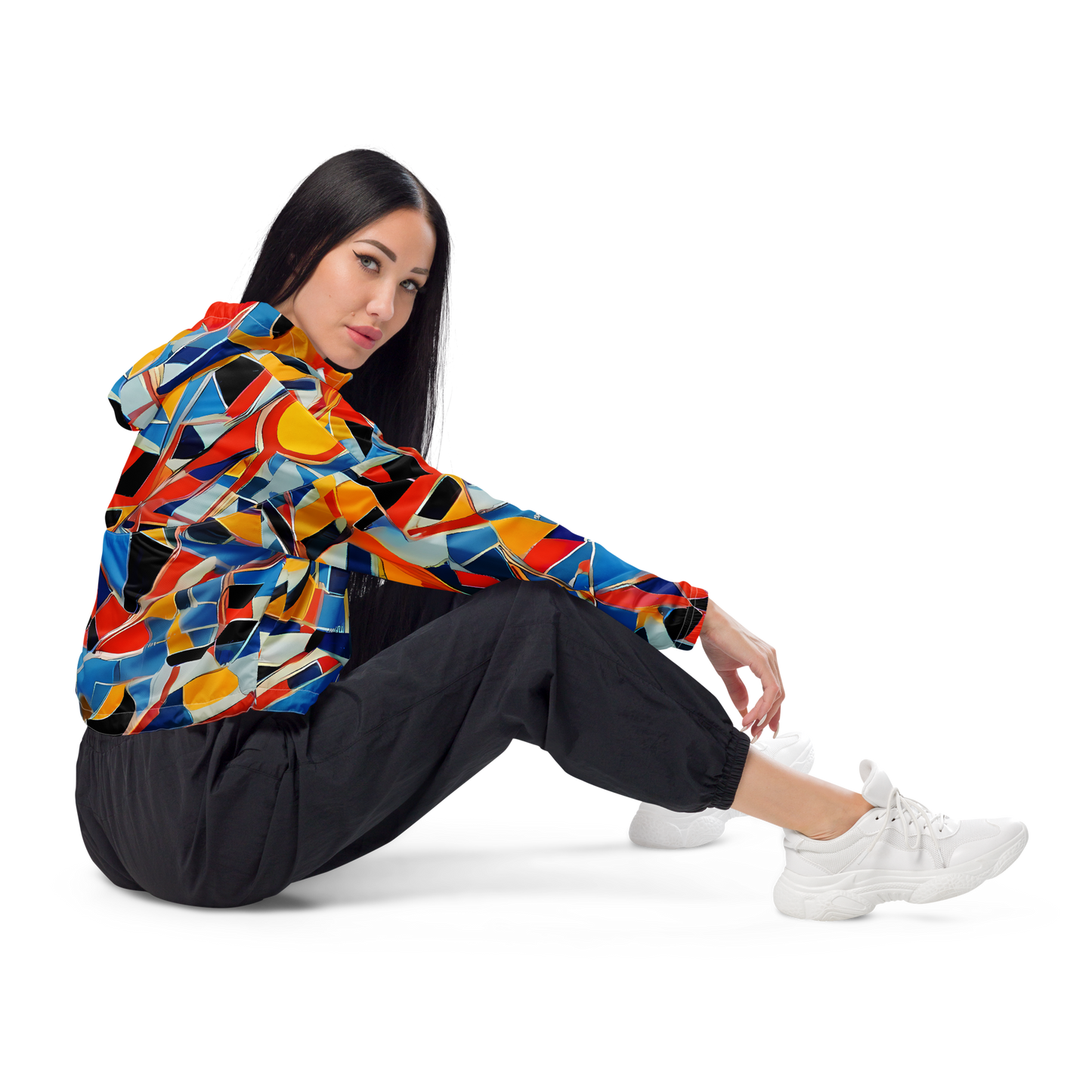 Women's Cropped Windbreaker - Abstract Mingle