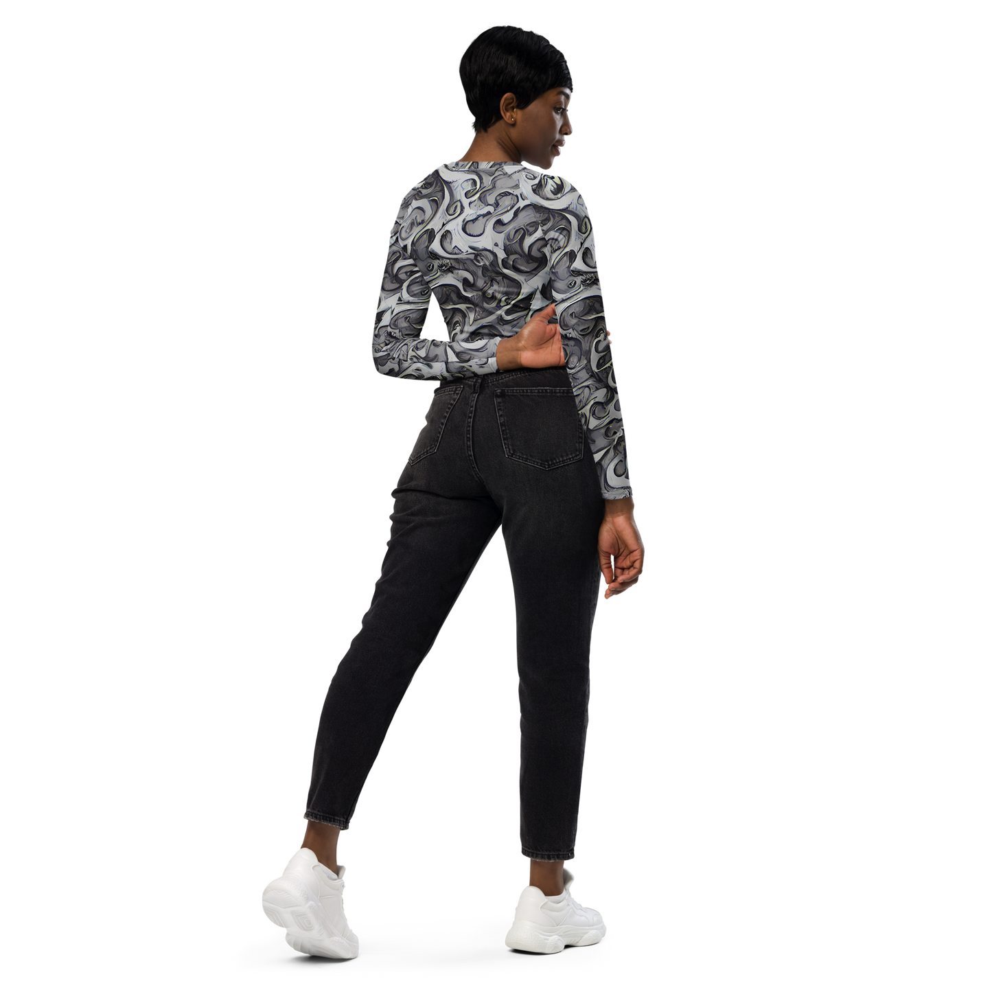 Long Sleeve Crop Top - Mashburn Swirls