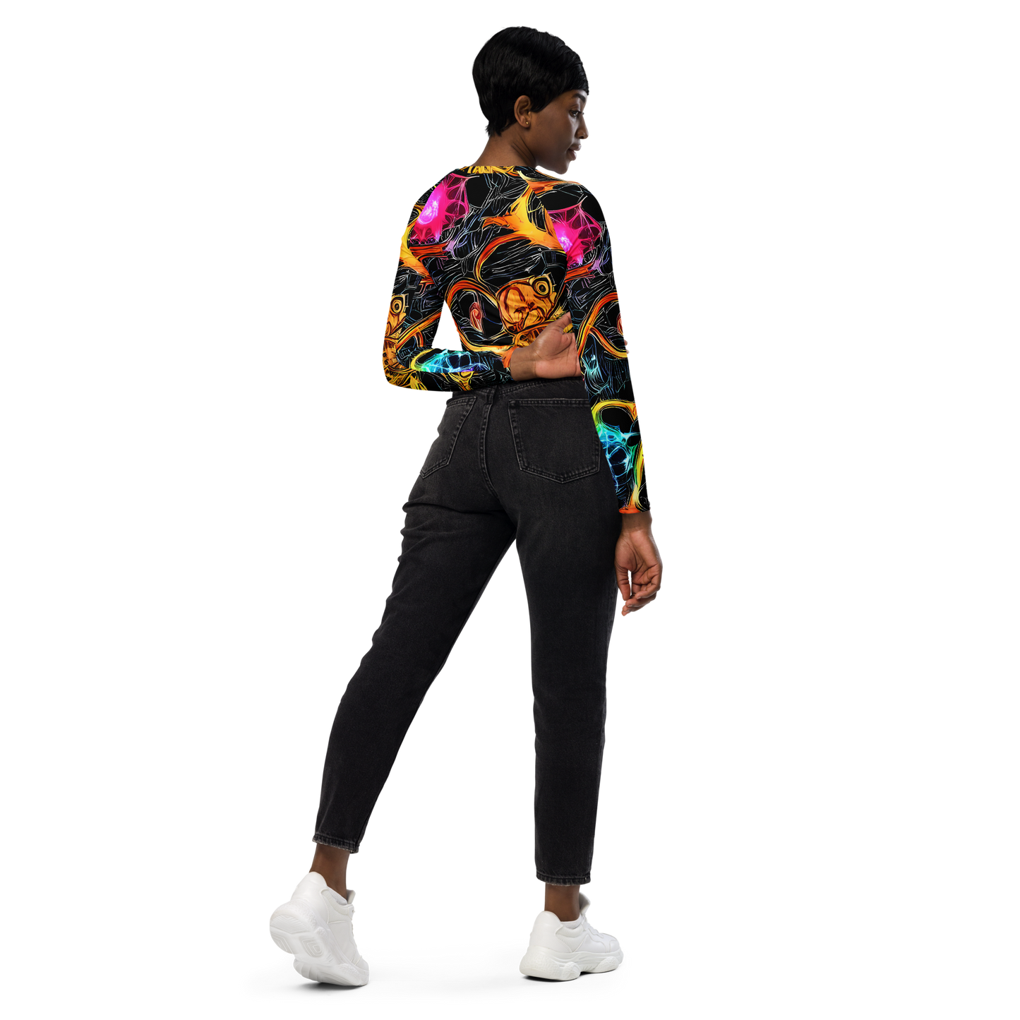 Long Sleeve Crop Top - Psychedelic Pulsar