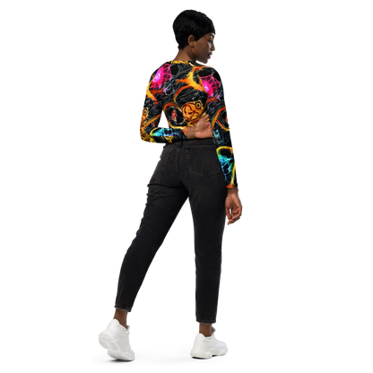 Long Sleeve Crop Top - Psychedelic Pulsar