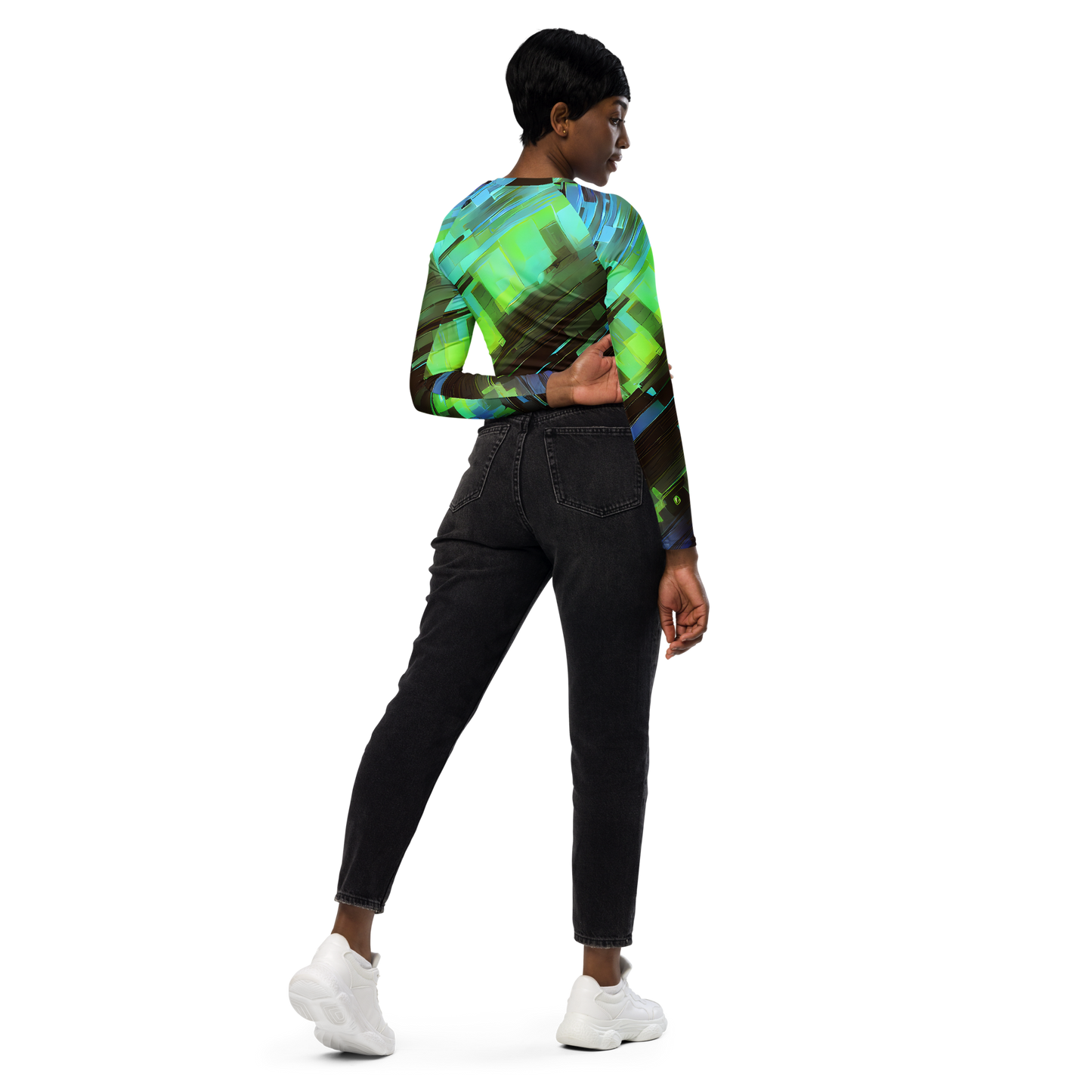 Long Sleeve Crop Top - Cyber Shard