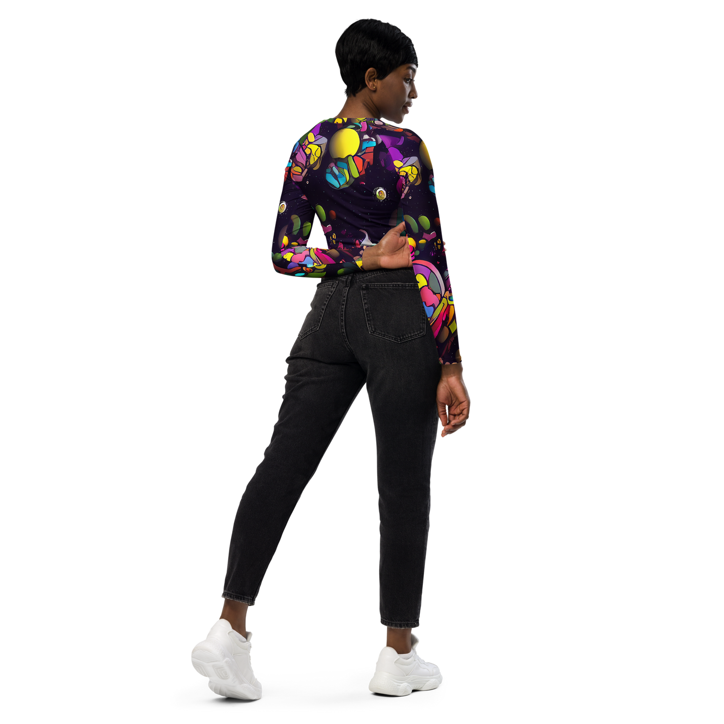 Long Sleeve Crop Top - Galactic Playground