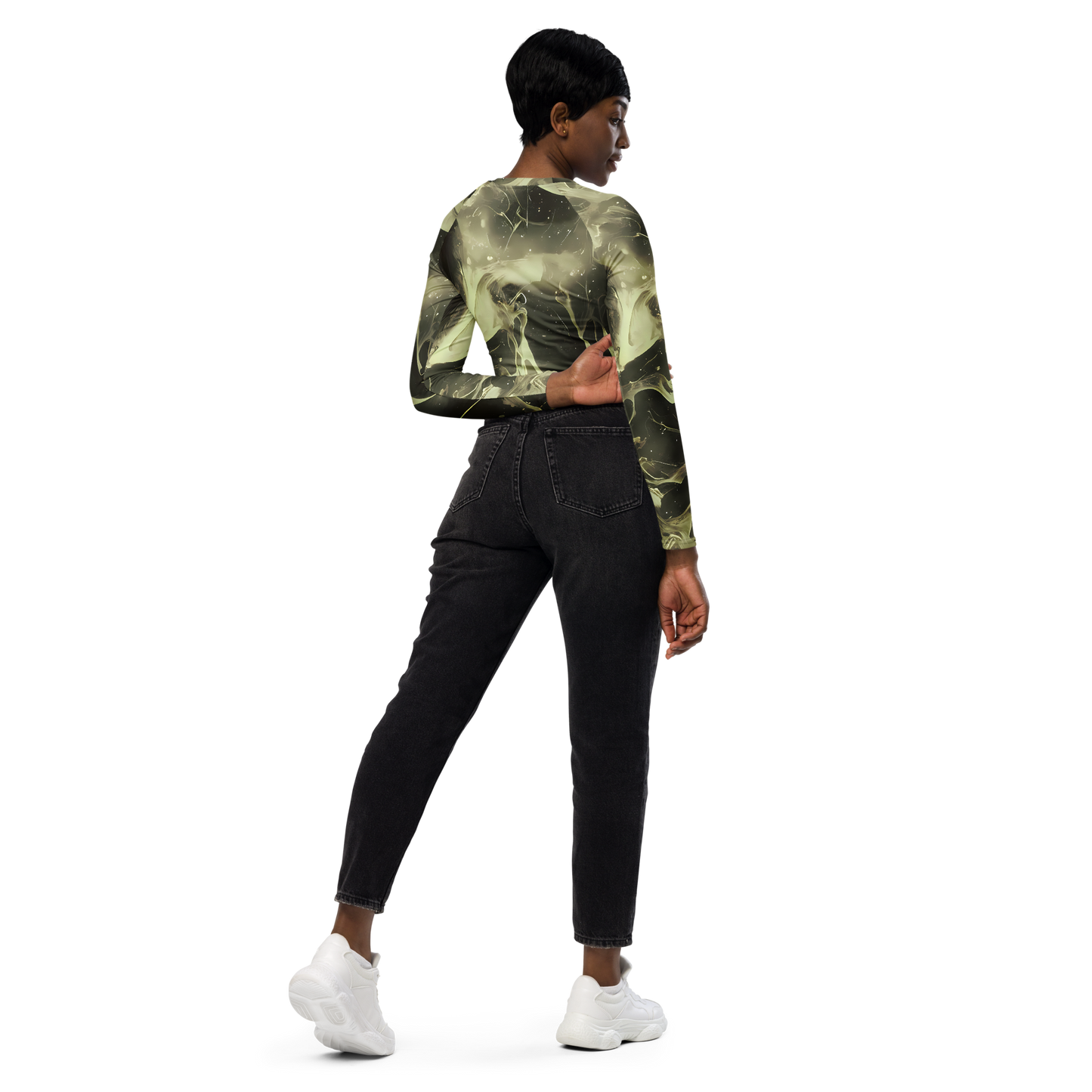 Long Sleeve Crop Top - Biomech Whirl